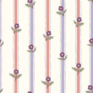 Poplin strepen en bloemen offwhite