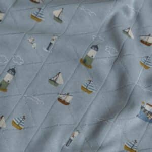 Coupon 150cm swaddle katoen bootjes lichtblauw