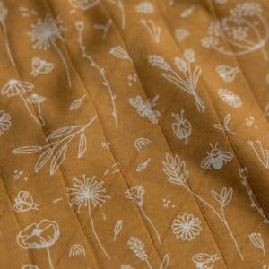 Coupon 150cm swaddle katoen bloemen oker