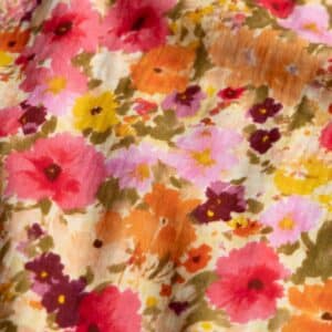 Hydrofiel grote bloemen roze/oranje