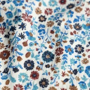 Hydrofiel bloemen aryada offwhite/blauw