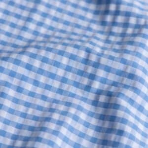 Seersucker ruit offwhite/blauw