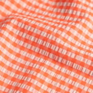 Seersucker ruit perzik/aardbei
