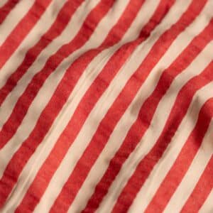Seersucker strepen apricot/cherry