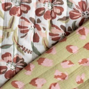 Stepped double gauze bloemen/luipaardprint