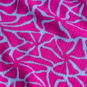 Hydrofiel abstracte bloemen ijsblauw/fuchsia