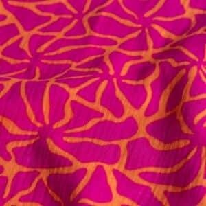 Hydrofiel abstracte bloemen oranje/fuchsia