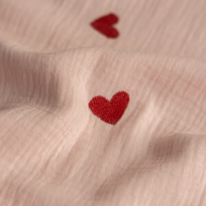 Hydrofiel geborduurde harten lichtroze