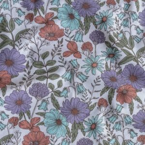 Poplin bloemen offwhite