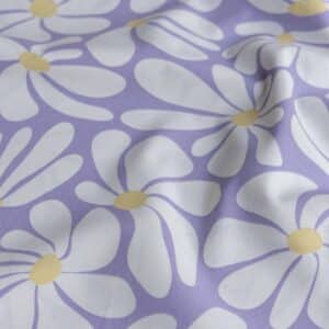 Poplin retro bloemen lila
