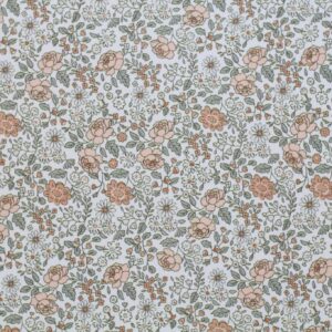 Jersey digitaal bloemen perzik/offwhite