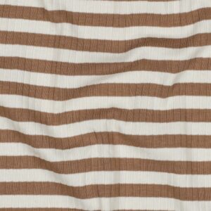 Van schie raamdecoratie & stoffen 2 Coupon 38cm rib jersey yarn dyed strepen cinnamon