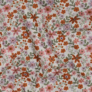 Poplin organic bloemen offwhite