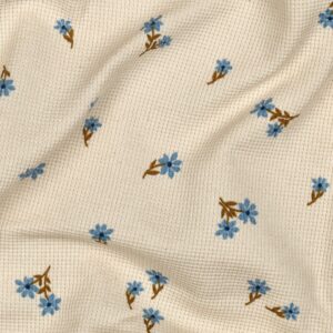 Wafel jersey bloemen ecru