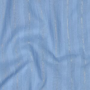 Van schie raamdecoratie & stoffen 4 Katoenen voile lurex strepen lichtblauw