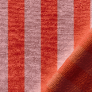 Bamboo badstof strepen roze/tangerine