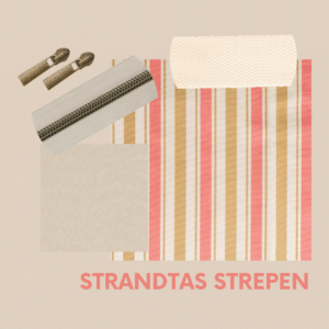 Pakket strandtas + etui strepen offwhite
