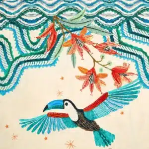 Viscose twill toekan/bladeren