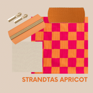 Pakket strandtas + etui checks apricot