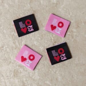 Loop&label - love zwart/roze - zijnaadlabels (4 stuks)