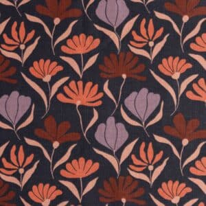 Canvas bloemen marjo donkerblauw/roze