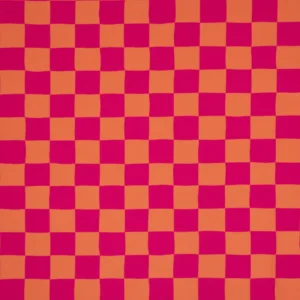 Van schie raamdecoratie & stoffen 2 Half panama canvas checks fuchsia/apricot