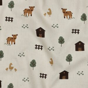 Poplin organic boerderijdieren naturel