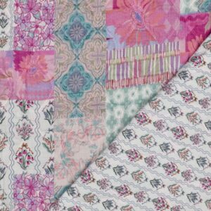 Stepped double gauze bloemen lichtroze