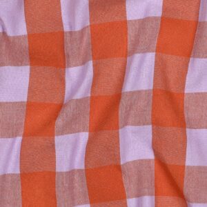 Yarn dyed katoen ruiten lavendel/oranje