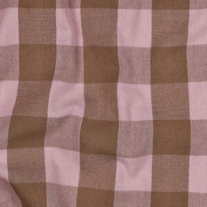 Yarn dyed katoen ruiten lichtroze/bruin