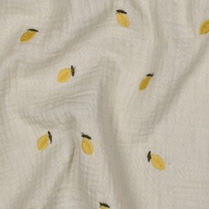 Coupon 35cm hydrofiel geborduurde citroenen naturel