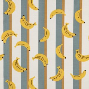 Coupon 40cm jersey bananen/strepen wit