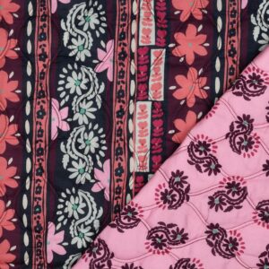 Coupon 30cm stepped voile katoen bloemen aubergine