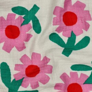 Jennifer Bouron - Hydrofiel organic bloemen naturel/roze