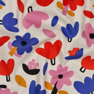 Jennifer Bouron - Poplin organic bloemen naturel/blauw