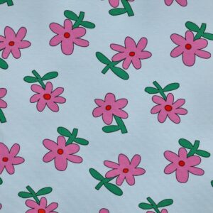 Jennifer Bouron - Jersey organic bloemen lichtblauw