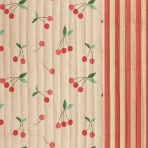 Stepped double gauze kersen/strepen