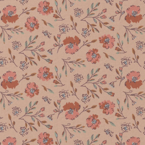 Van schie raamdecoratie & stoffen 11 Coupon 60cm katoen bloemen josy roze/camel