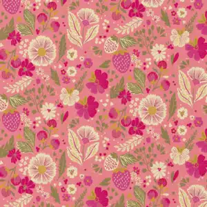 Coupon 15cm katoen ostac bloemen roze