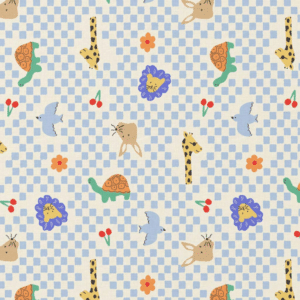 Van schie raamdecoratie & stoffen 7 Katoen checks/dieren ecru