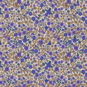 Van schie raamdecoratie & stoffen 8 Coupon 35cm katoen bloemen barba paars/camel