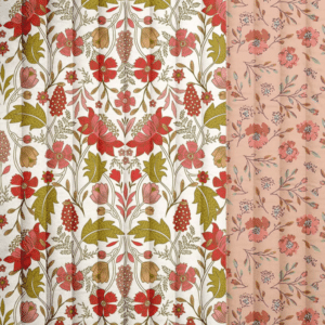 Van schie raamdecoratie & stoffen 3 Stepped katoen bloemen wit/roze