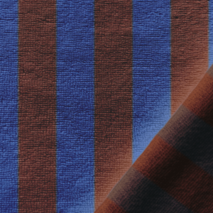 Coupon 40cm bamboo badstof strepen azure/toffee