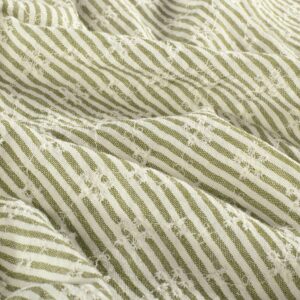 Van schie raamdecoratie & stoffen 11 Coupon 70cm poplin katoen geborduurde bloemen/strepen olijfgroen