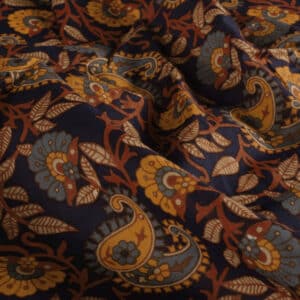 Katoenen voile batik paisley marine