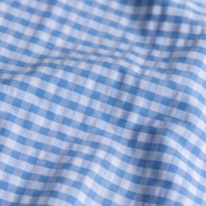 Coupon 40cm seersucker ruit offwhite/blauw