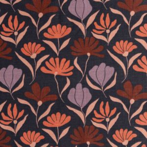 Coupon 45cm canvas bloemen marjo donkerblauw/roze