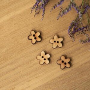 Houten knoop bloem 14mm