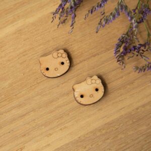 Houten knoop hello kitty 20mm