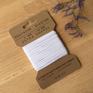 Soutache elastiek wit 3mm